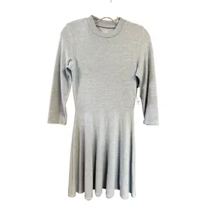 Decree light grey crewneck skater dress 3/4 sleeve flared skirt Sz M NWT thumbnail 2