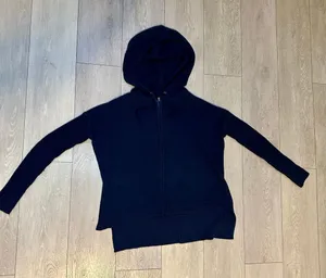Athleta Cozy Navy Hooded‎ Zip-Up Sweater Casual Comfort Layering cable knit thumbnail 1