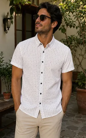 hang ten men's white short sleeve shirt 🌵 paisley & cactus print ☀️ size m⁠ thumbnail 1