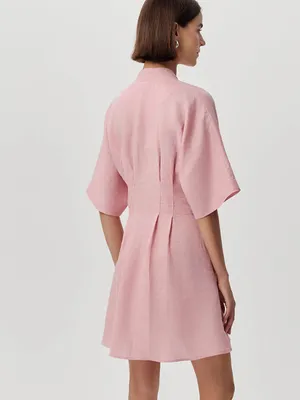 Exquise V-Neck Short Sleeve Mini Dress with Single Button thumbnail 2