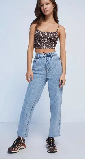 PACSUN Women’s Jeans Light Wash High Waisted Straight Leg Size 30 Short Raw Hem thumbnail 1