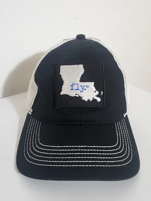 DIstrict Black and White Fly Louisiana Trucker Baseball Hat One Size thumbnail 2