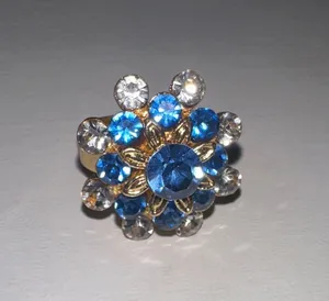 ✨Elegant Blue and Gold Crystal Ring thumbnail 1
