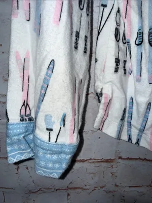 Munki Munki Women’s Ski Print Button Front Pajama Top pants S White Blue Pink thumbnail 11