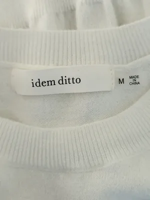Idem Ditto White Cropped Sweater with Sheer Sleeves Size Medium Flaw thumbnail 9
