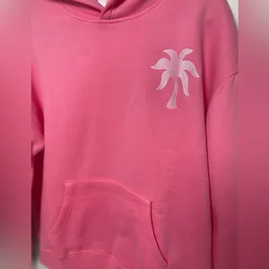 Pink Palm Puff Hoodie Sweatshirt Hawaii Hibiscus Women's Pink Size Small thumbnail 3