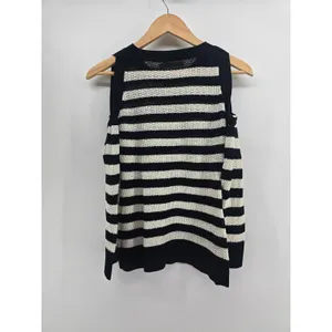 Rag & Bone Sweater Womens XS Cold Shoulder Navy White Striped Open Knit EUC thumbnail 3
