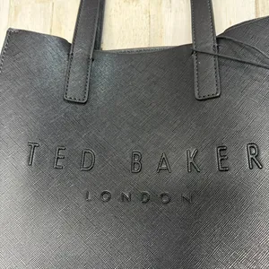 NWT Ted Baker London Women's Black Tote Bag "The Icon" Embossed‎ Logo thumbnail 2