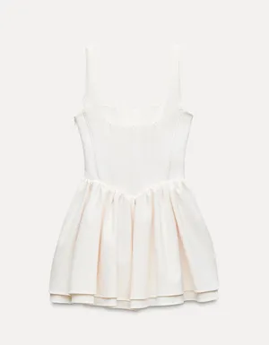 Zara dress mini corset inspired ruffled balloon bodycon summer cocktail wedding thumbnail 13