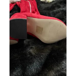 Shoedazzle Nevaeh Tall Zip Up Womens Thigh Boots 10 E Red Heels thumbnail 2