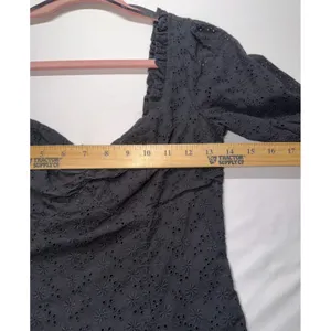 Lulus Dress Womens Small Black Eyelet Puff Sleeve‎ Mini Cottagecore Boho thumbnail 5