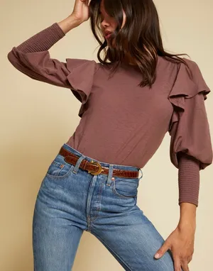 Nation LTD Reva Tee lightweight neutral minimalistic Pima cotton size large thumbnail 1