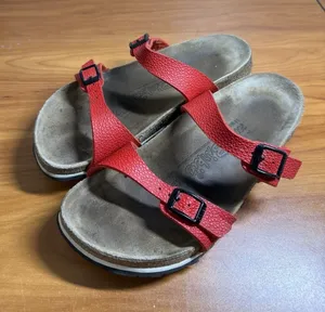 Birkenstock Birki's Red Sandals 2 Strap Sz EU 39/ US 8 Comfort Slip On thumbnail 1