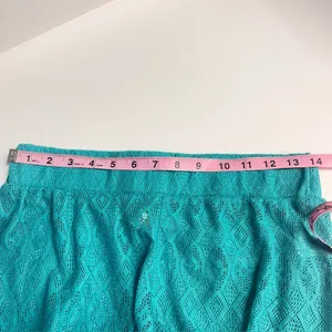 NWT crochet beach shorts lightweight‎ see through teal swim cover up medium thumbnail 3