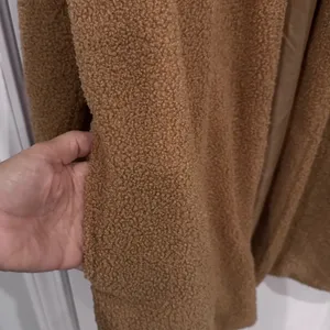 Kate & Sam Camel Brown Teddy CabinCore Coat Chic Cozy Faux Shearling Jacket L thumbnail 4