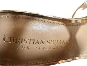 Christian Siriano for Payless Gold Strappy Stiletto Open Toe Synthetic Heels 9 thumbnail 6