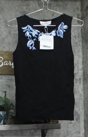 Kasper Womens Sleeveless Embroidered Sleeveless Top 10924833 Black XS thumbnail 1
