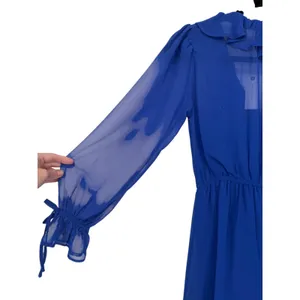 NWT Anthropologie Long Sleeve Ruffled Asymmetric Midi Dress Blue‎ Sz XS Feminine thumbnail 13