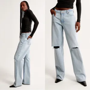 ABERCROMBIE & FITCH Curve Love Low Rise Baggy Distressed Jeans Sz 28 thumbnail 3