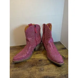 Dingo Silver Dollar Women’s 9.5M Fuchsia Pink Rhinestone Western Boots DI577 EUC thumbnail 12