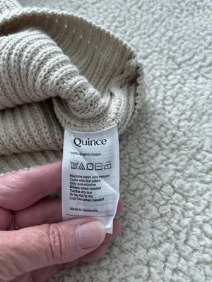Quince Organic Cotton Fisherman Crew Neck Sweater Speckled Beige Size L thumbnail 11