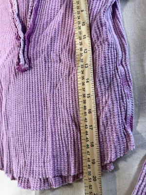 Free People One Waffle Knit Henley Of The Girls Top Pink Small thumbnail 3