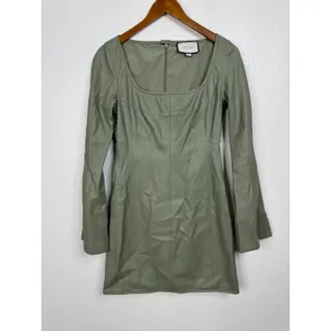 Alexis Vanna Green Faux Leather Mini Dress Size‎ Medium thumbnail 3