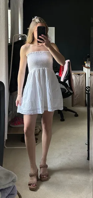 American Eagle Outfitters white strapless dress thumbnail 1