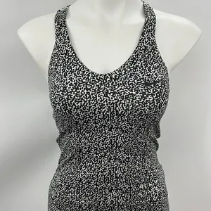 Nike racerback tank with shelf bra black and white thumbnail 1