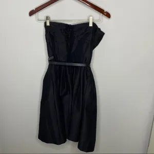 WHBM Black Strapless Classic Pleated‎ Darted Cocktail Dress Women's Size 2 thumbnail 6