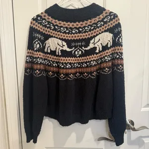 FREE‎ PEOPLE Nellie Fair Isle Elephant Sweater size Medium thumbnail 6