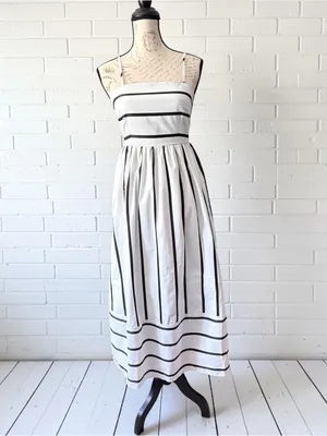 Striped Smocked Back Spaghetti Strap Maxi Sundress Size Small NWT thumbnail 3