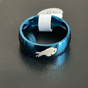 Blue stainless steel buffalo bills ring size 10 thumbnail 8