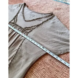 Nine West 996 Beaded Beige Boho Top Tunic Size L thumbnail 3
