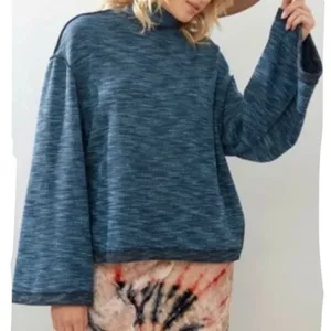 Free People We The Free Sunny Days Turtleneck sweater "Overboard Combo" blue M thumbnail 1