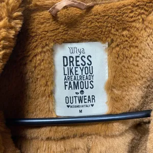 Wiya / Boutique Faux Suede Fur Full Zip Moto Jacket Camel Sz Medium thumbnail 2