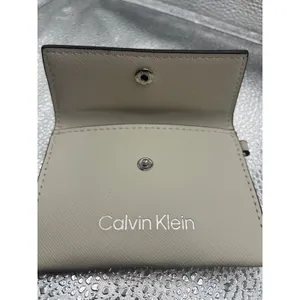 Calvin Klein Cream Saffiano Card Holder Wallet with Key Clip Logo Snap Flap‎ thumbnail 2