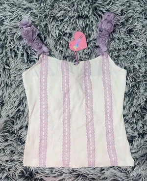 Sugar thrillz White and purple Floral top thumbnail 1