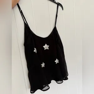 Celestial sheer sequin tank top Stars Black Size L thumbnail 3