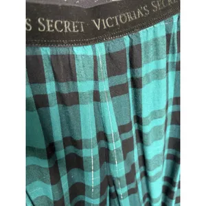 Victorias Secret Pajama Green Black Flannel Jogger PJ Pants Size large Womens thumbnail 2