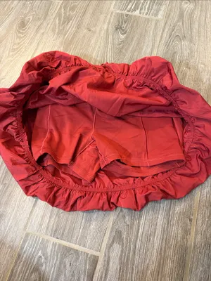 Aerie Women's deep Red Bubble Skirt skort with built in bike shorts EUC size XS thumbnail 3