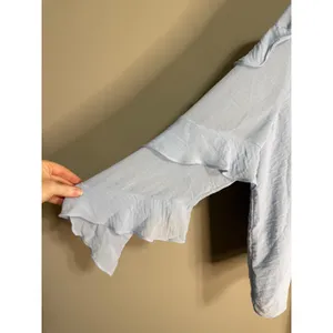 Vince Camuto Light Blue Ruffle Long Sleeve Chiffon Blouse‎ M NWT Button Front thumbnail 4