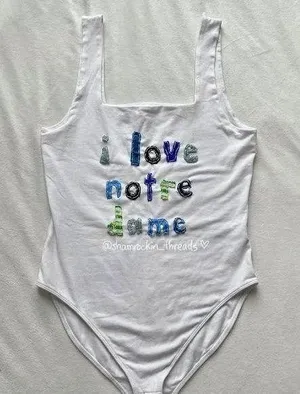 Old Navy Notre dame patchwork quilted reworked bodysuit thumbnail 1