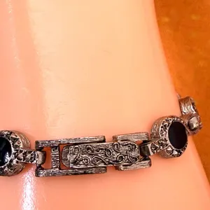 Fabergé Vintage Black Stone Marcasite Style Bracelet Watch thumbnail 6