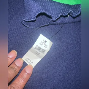 NWT Aerie Elegant Navy Blue High Neck Cropped Long Sleeve Women's Top size M thumbnail 5