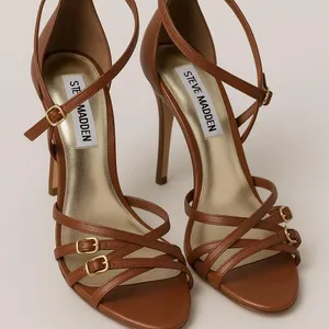 Steve Madden Alanaa Strappy Brown Leather Heels Size 7M thumbnail 1