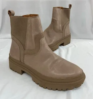 Lucky Brand women's Eabile tan suede taupe leather zip chunky ankle‎ boots 8.5 thumbnail 1