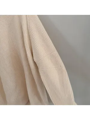 Free People Sunbeam Ribbed Oversized Sweater in Cream thumbnail 5