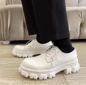 White Leather Platform Loafers Size 8 thumbnail 1