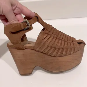 Windsor Smith chunky boho Platforms, suede leather, camel color, sz 6, TTS thumbnail 2